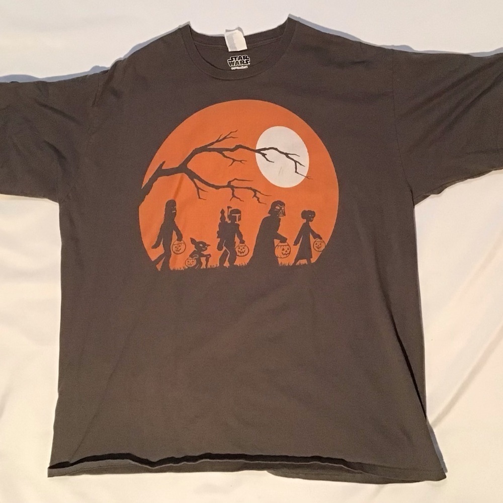 Disney Star Wars Characters Trick or Treat Tee‎ 2XL  Port&Company Brown/Orange
